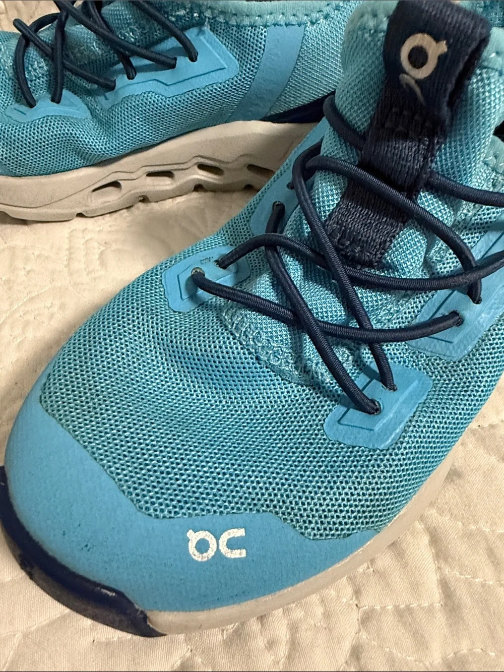 On Running Kids Slip-On Sneakers in Aqua Teal with Navy Accents